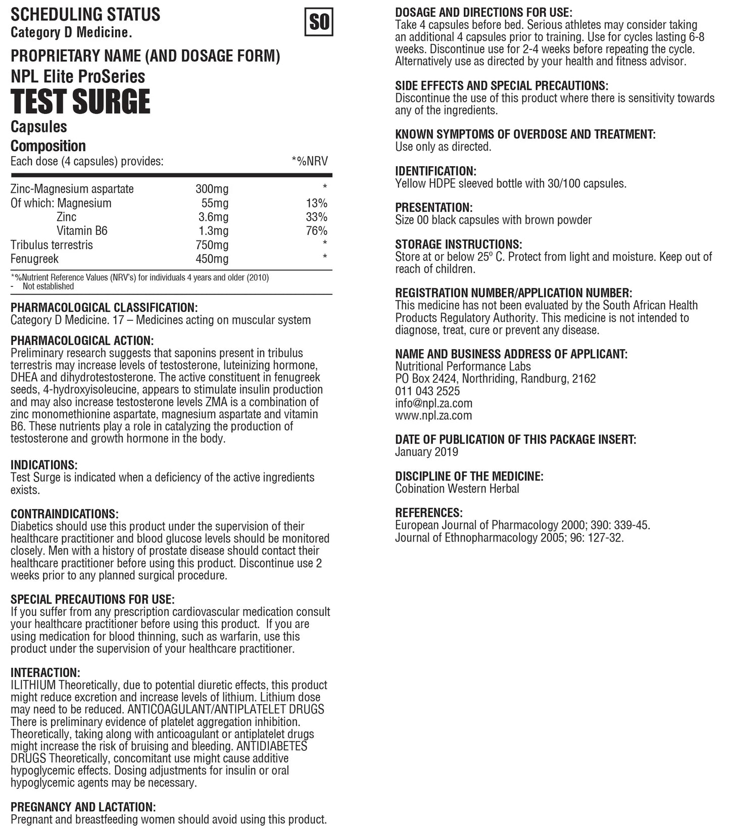 NPL Test Surge 100's + 30's