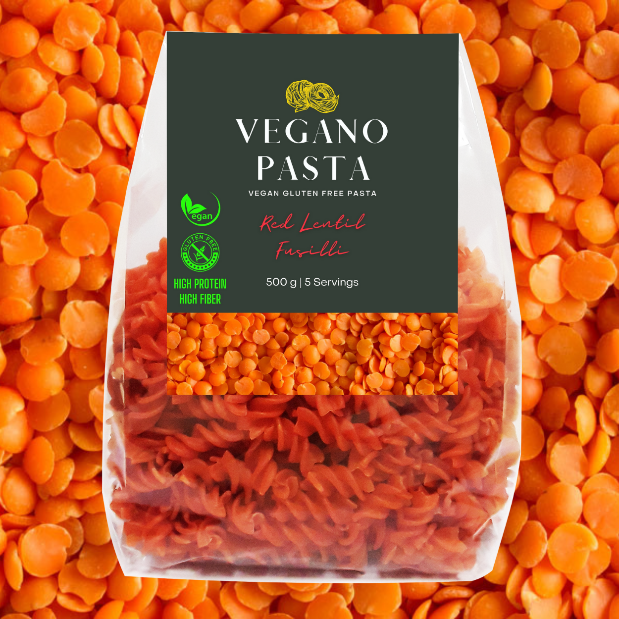 Vegano Pasta Red Lintil Fusilli – Legion Health